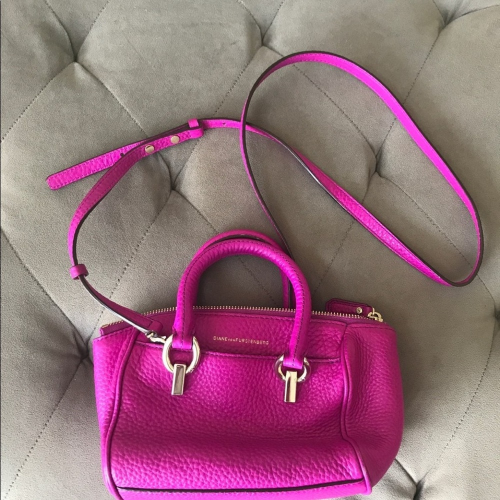 hot pink color cross body Leather shoulder bag